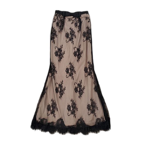May Queen Couture Dark Floral Sheer Lace Maxi Skirt 2 Fairy Grunge Whimsigoth - Picture 1 of 11